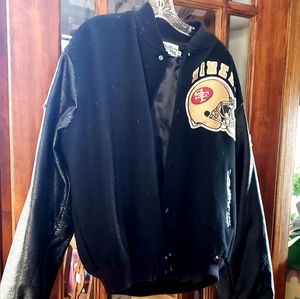 Vintage 80's San Fran 49er leather wool jacket